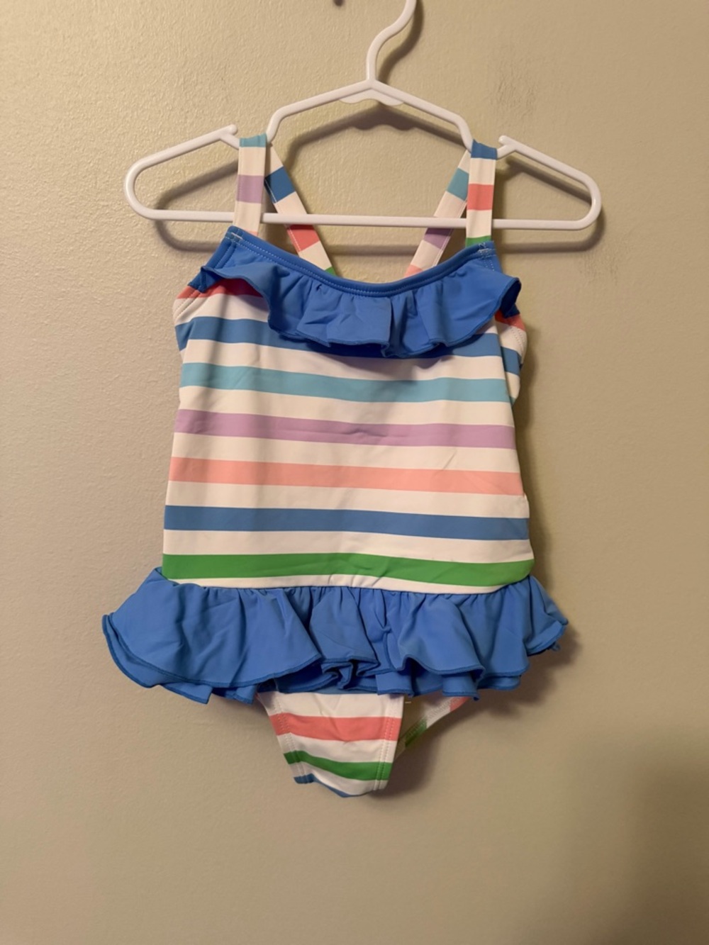 The Beaufort Bonnet Company Blue Striped Ruffle One-Piece Swimsuit